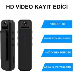 Harekete Duyarlı 1080p Vücut Ve Güvenlik Kamerası Gece Görüşlü
